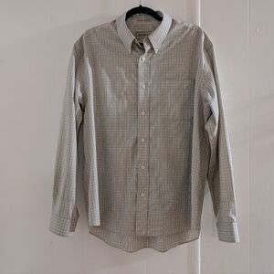Eddie Bauer Men's  Wrinkle Rest Beige Checkered Button Down Shirt Size L